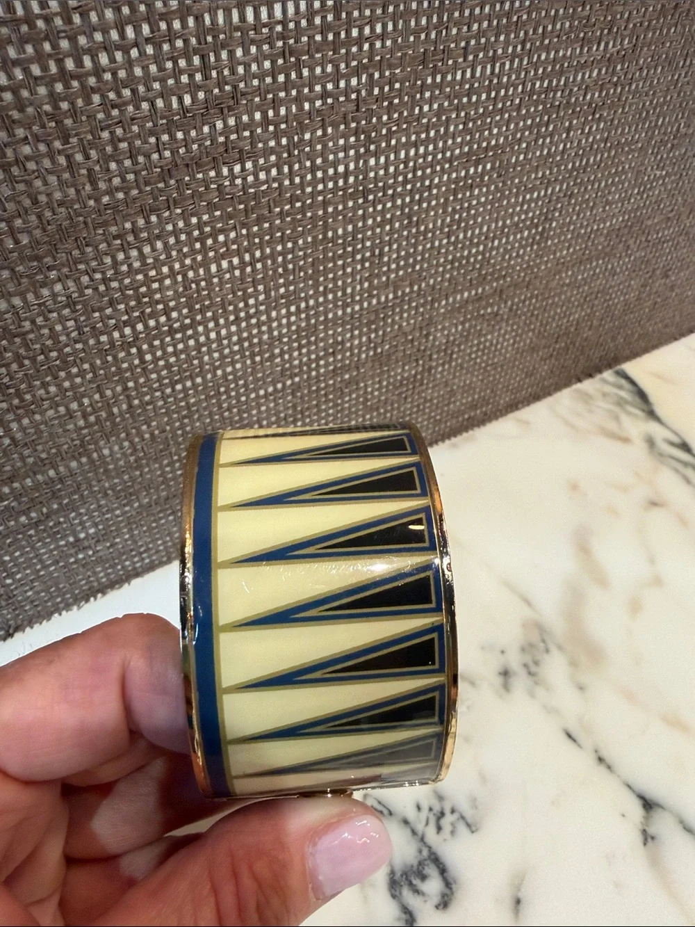 Navy and Cream Geometric Cuff Bracelet - women Accessories
